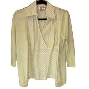 Loft NWOT Yellow Gingham Cardigan & Tank Duo